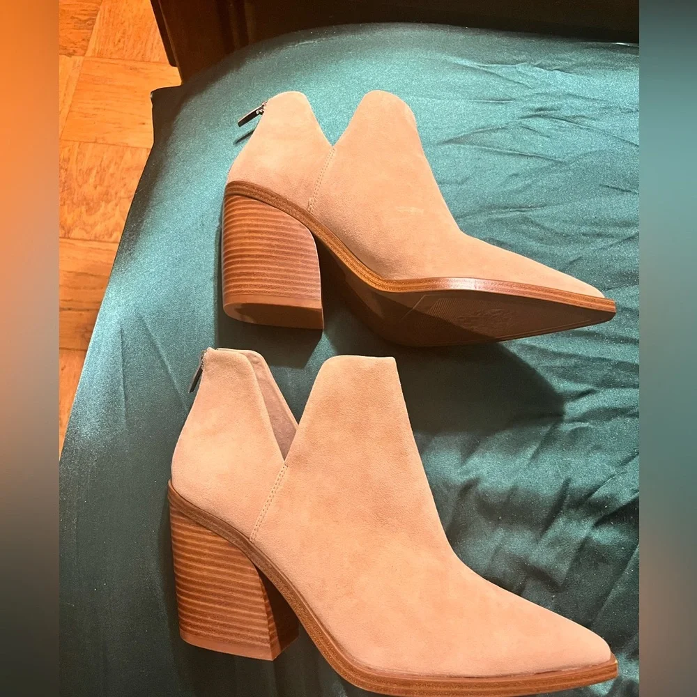 Vince Camuto Camel Suede Heeled Boots - Picture 1 of 2
